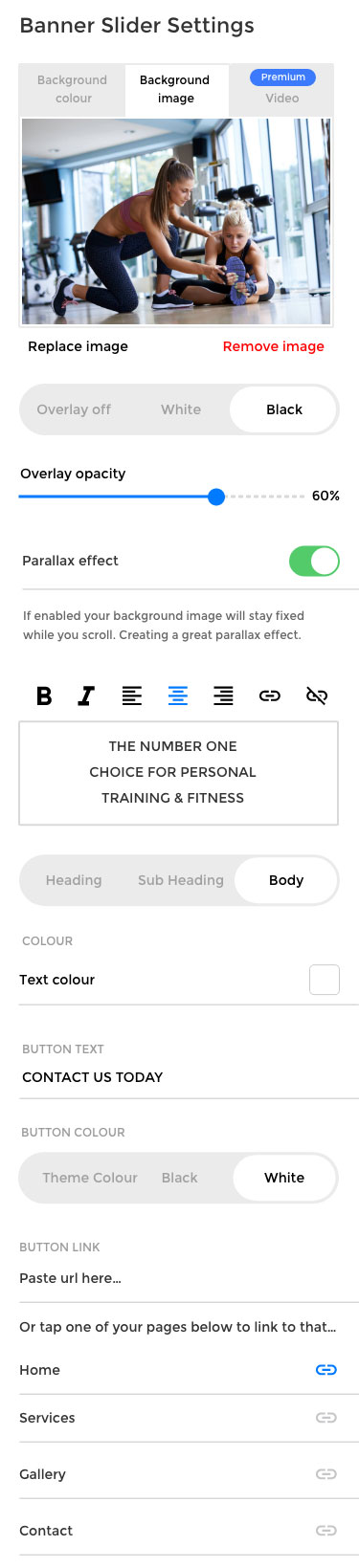Element banner slider screen