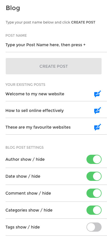Element blog screen